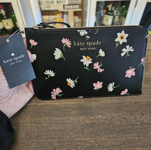 Kate Spade Black Floral Clutch - Picture 1 of 4